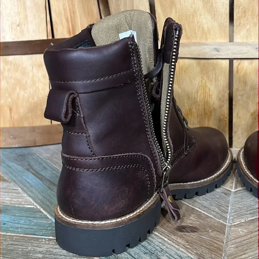 Kodiak Delson Brown Leather Waterproof Lined Zip-Up Lace-Up Boots Mens Size 9